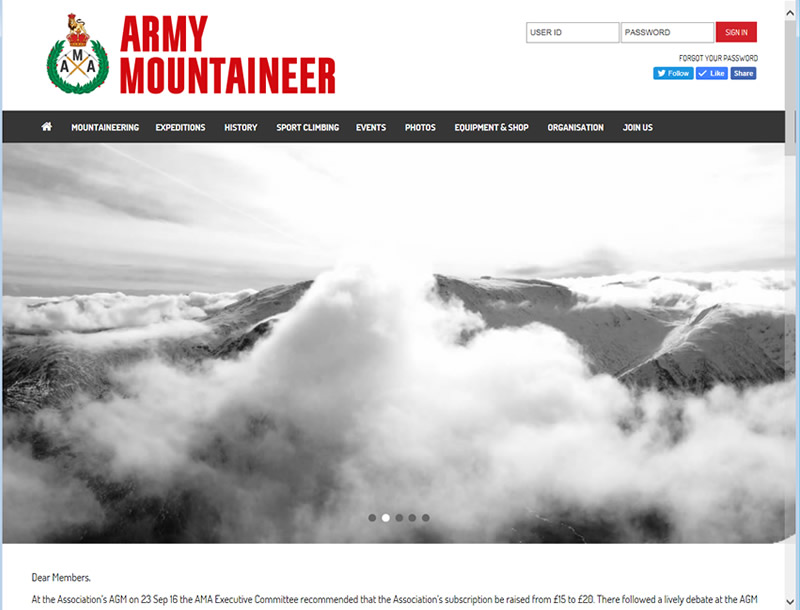 Chelmsford Essex Web Design - Army Mountaineering Association