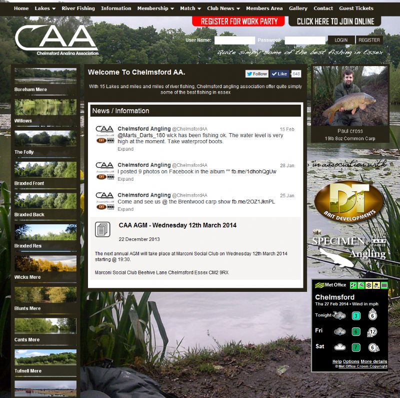 Chelmsford Essex Web Design - Chelmsford Angling Association