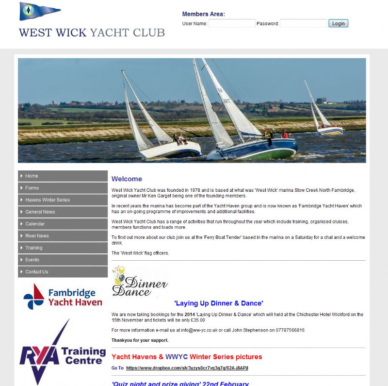 Chelmsford Essex Web Design - Westwick Yacht Club
